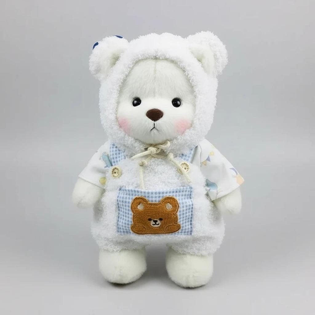 HugBear white sheepskin overalls outfit