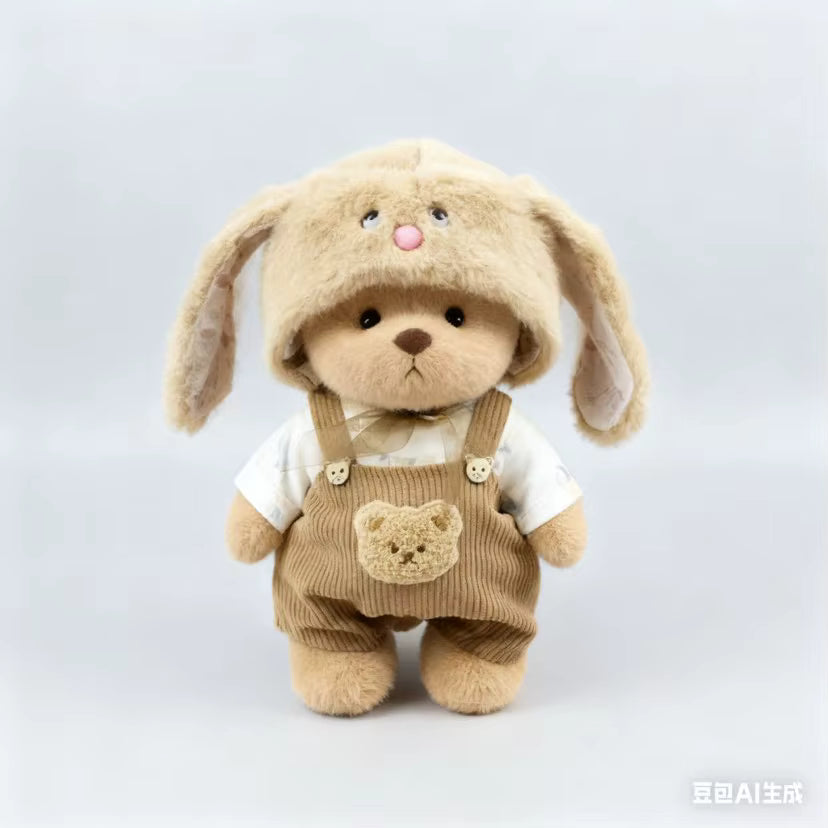 HugBear brown Mink Hat Brown Overalls outfit