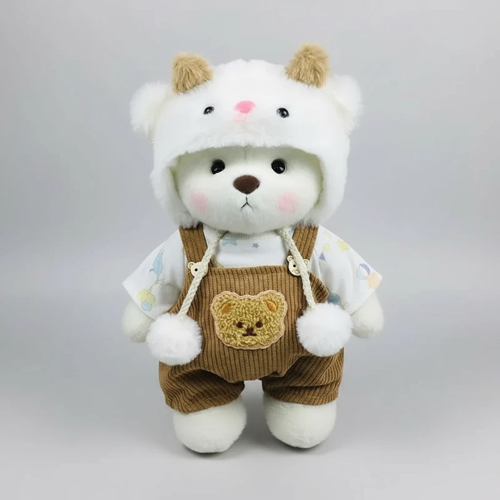 HugBear White Sheep Brown Overalls Bear