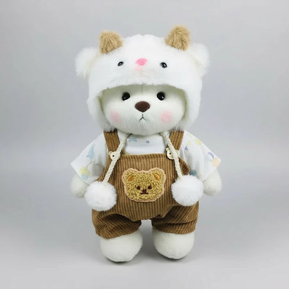 HugBear White Sheep Brown Overalls Bear