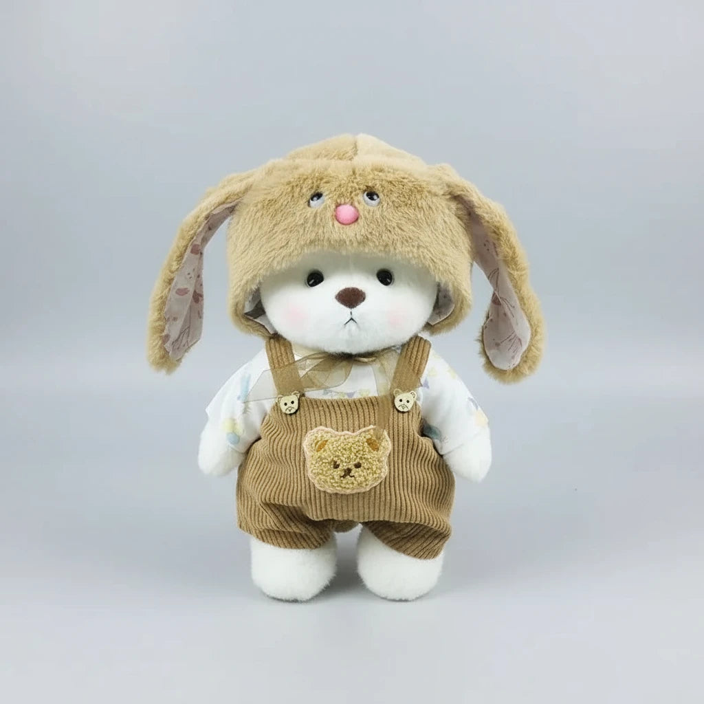 HugBear brown Mink Hat Brown Overalls Bear