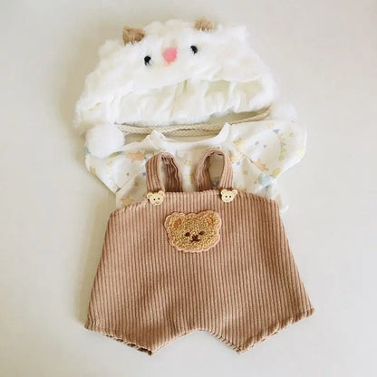 HugBear White Sheep Brown Overalls outfit