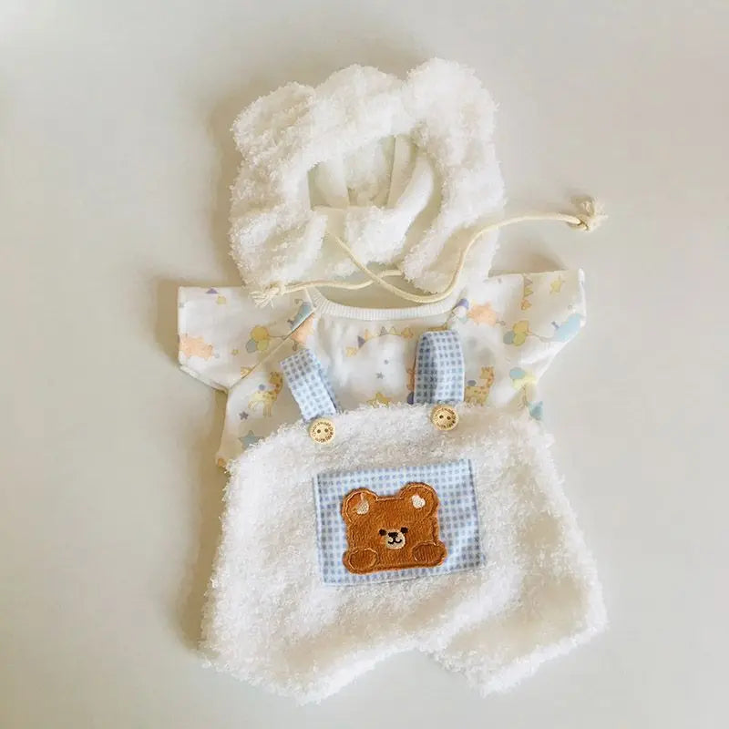 HugBear white sheepskin overalls outfit